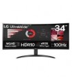 MONITOR PC LG CURVO ULTRAWIDE QHD 34WR50QK,34 PULG,RESOL. 3440X1440,1800R,PANEL VA,REL. 21:9,BRILLO 300 CD/M2,CONTR. 3000:1,TR 5