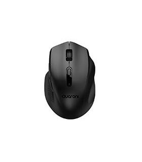 MOUSE INALAMBRICO ERGONMICO CON TEXTURA QUARONI 5 SCROLL/RECEPTOR 2.4 GHZ/800 - 2400 DPI/PTICO/4 NIVELES/NEGRO