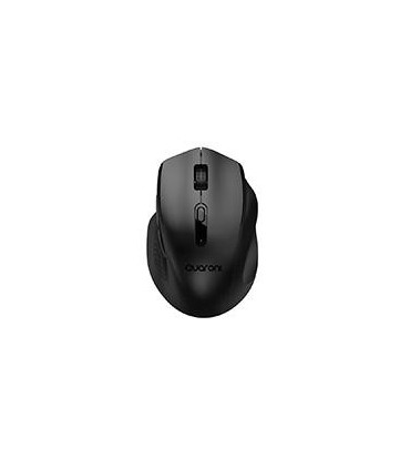 MOUSE INALAMBRICO ERGONMICO CON TEXTURA QUARONI 5 SCROLL/RECEPTOR 2.4 GHZ/800 - 2400 DPI/PTICO/4 NIVELES/NEGRO