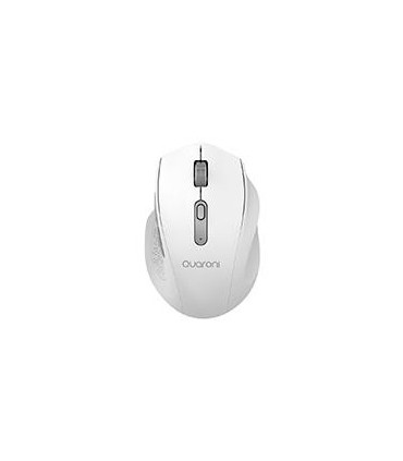 MOUSE INALAMBRICO ERGONMICO CON TEXTURA QUARONI 5 SCROLL/RECEPTOR 2.4 GHZ/800 - 2400 DPI/PTICO/4 NIVELES/BLANCO