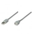 CABLE USB 1.1 EXTENSION MANHATTAN 3.0 MTS TIPO A MACHO - A HEMBRA GRIS