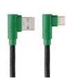 CABLE MICRO USB TIPO C HUNE HIEDRA SUSTENTABLE TRENZADO CARGA RAPIDA Y DATOS 90ª  1.2M (BOSQUE)
