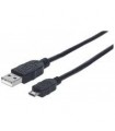 CABLE USB,MANHATTAN,325684, V2 A-MICRO B, BOLSA PVC 3.0M NEGRO